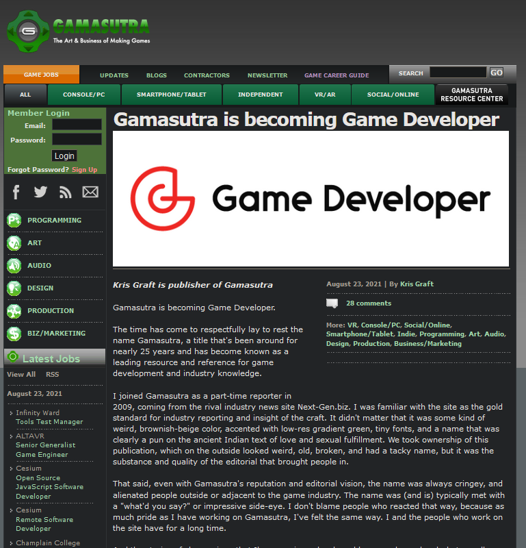 老牌游戏媒体Gamasutra更名 总编认为老名字“不合时宜”_泽客资源网